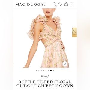 Size 4 Mac Duggal Peach floral prom dress